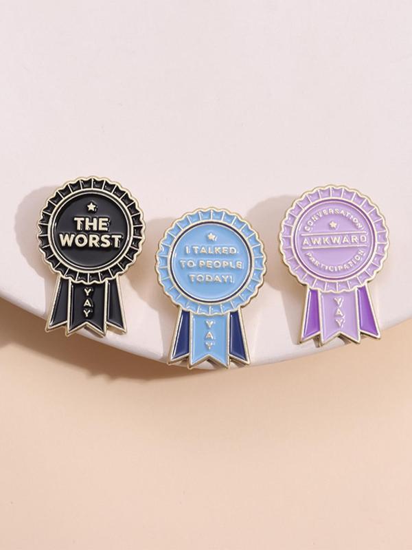 Cute Funny Medal Design Brooch, 3 Counts set Trendy Novelty Badge for Backpacks, Hats & Clothes Decor, Casual Kawaii Accessories As Gift for Men & Women