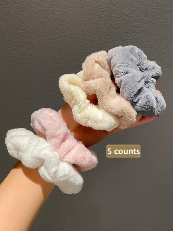 Solid Color Hair Scrunchies, Cute Hair Ties, Fashion Hair Accessories for Women & Girls, Minimalist Headwear Suitable for Thick Hair