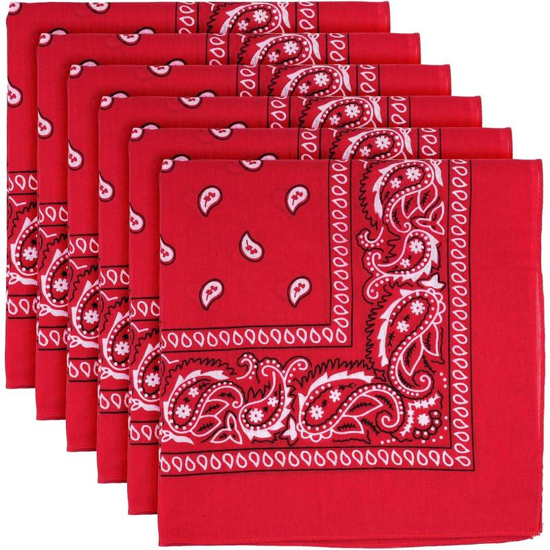 6 Pack Cotton Bandana, Multi-Purpose Square Handkerchief, Face Mask headband for Men and Women