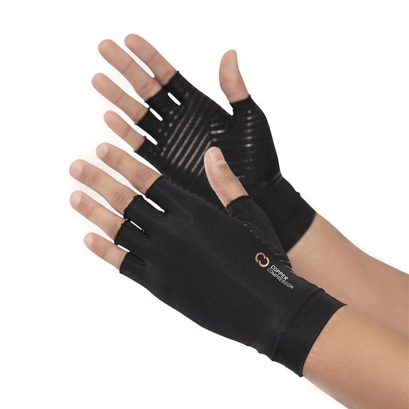 Copper Compression Gloves for Men and Women - All-Day Hand Comfort Relief Half Finger Design