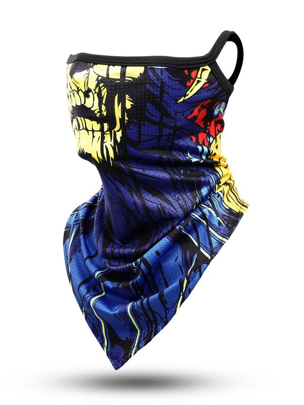 Fashionable Creative Skull Print Face Mask, Breathable Sun Protection Face Covering, Outdoor Sports Face Scarf for Men & Women