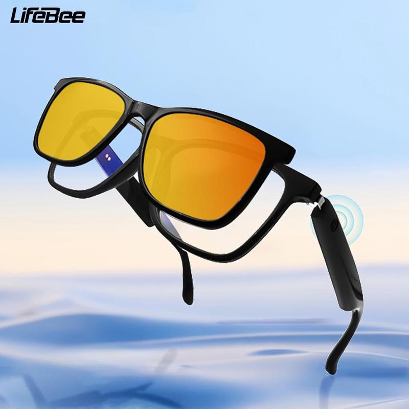 LIFEBEE Smart Wireless Audio Glasses, Smart Bluetooth-compatible Glasses, Anti-blue Light Sunglasses Lens Kit for Outdoor Sports Driving