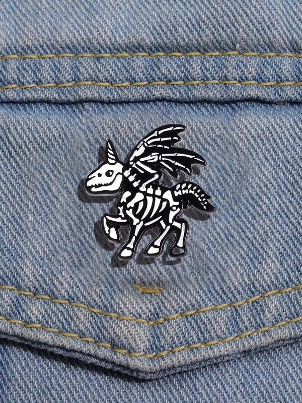 Cute Skeleton Unicorn Design Brooch, Fashion Alloy Badge for Clothes, Enamel Pin Suitable for Backpacks, Jeans, Scarves, Hats Decoration, Casual Alloy Accessory for Men & Women