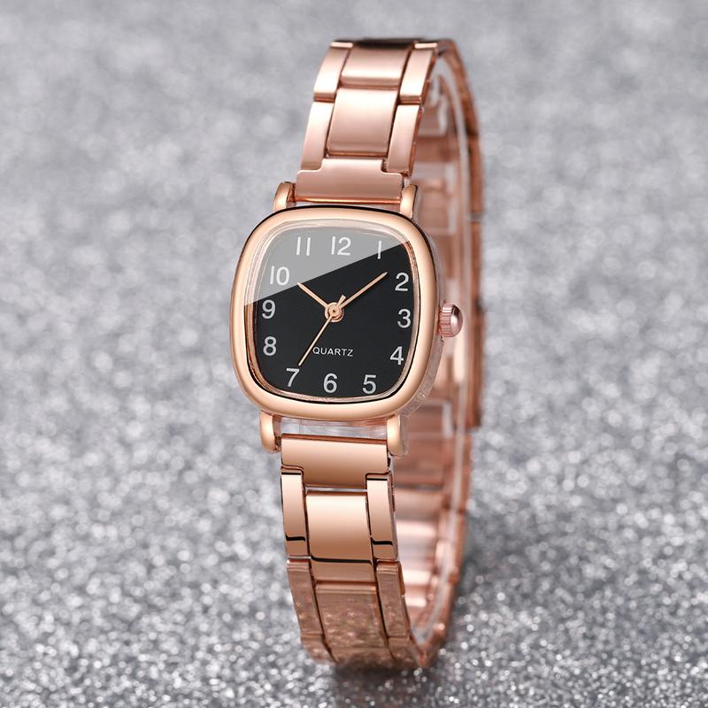 4PCS Set Women's Fashion Watch Classic Square Dial Unisex Quartz Watch Set with Heart Bracelet Set