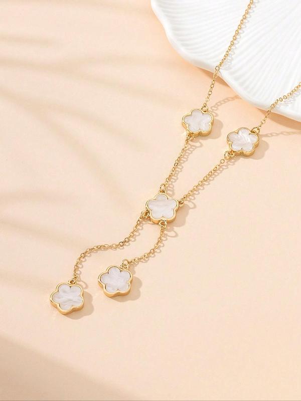 Elegant Flower Detail Pendant Necklace for Gift, Alloy Cute Matching Necklace Jewelry for Women, Gorgeous Classic Accessories for Daily Wear & Party