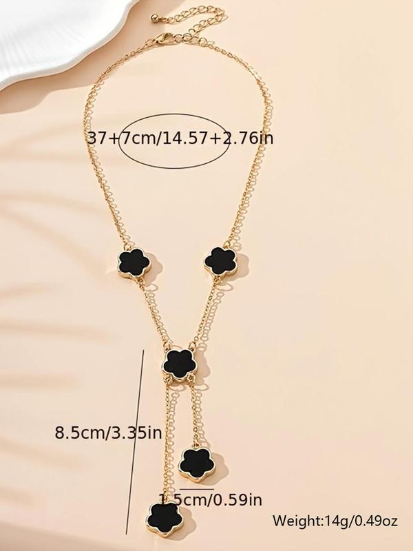 Elegant Flower Detail Pendant Necklace for Gift, Alloy Cute Matching Necklace Jewelry for Women, Gorgeous Classic Accessories for Daily Wear & Party