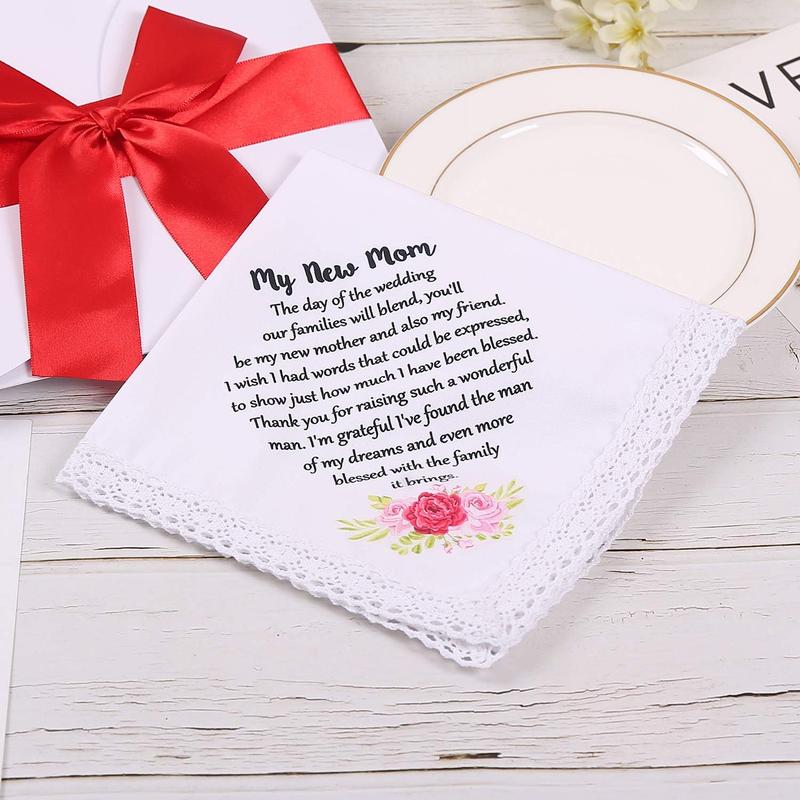 Wedding Handkerchief for Bride's Mother, Mom Wedding Gift from Daughter, Keepsake Hankie for Mother