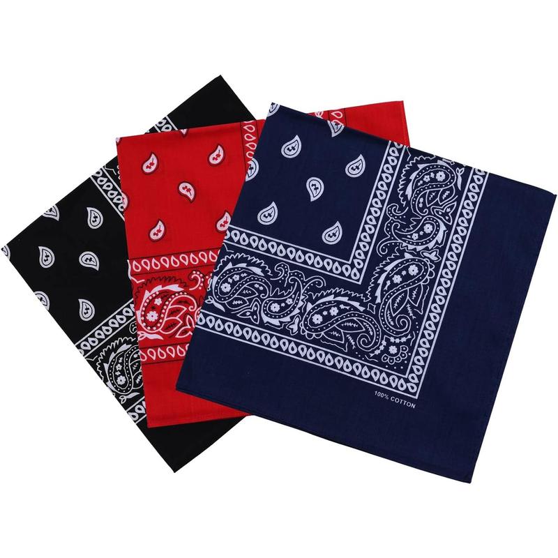 Cotton Bandanas for Men & Women Paisley Cowboy Bandana Handkerchiefs for Hair 22x22