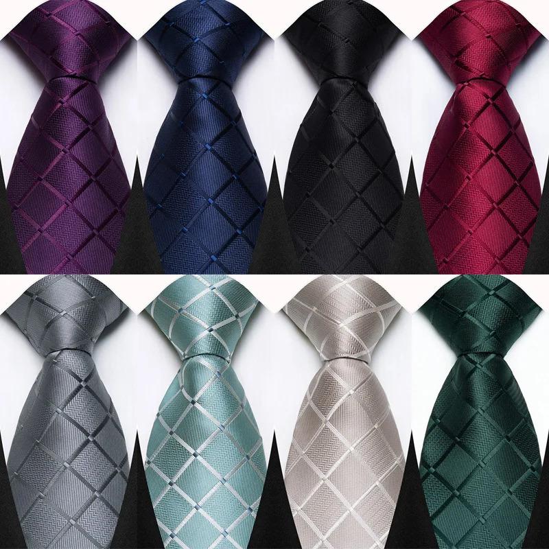 Luxury 8CM Mens Necktie Plaid & Checks Ties For Man Groom Groomsman Jacquard Woven Ascot Formal Business Party Accessories