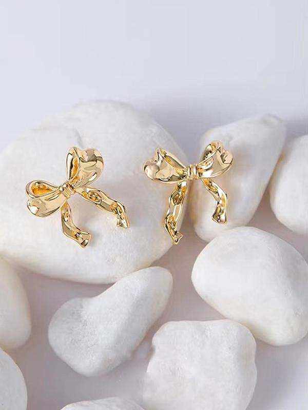 Bow Design Stud Earrings, Fashionable Jewelry for Women, Simple Jewelry for Party, Daily Clothing Decor, Trendy All-match & Exquisite Jewelry for Birthday Gift