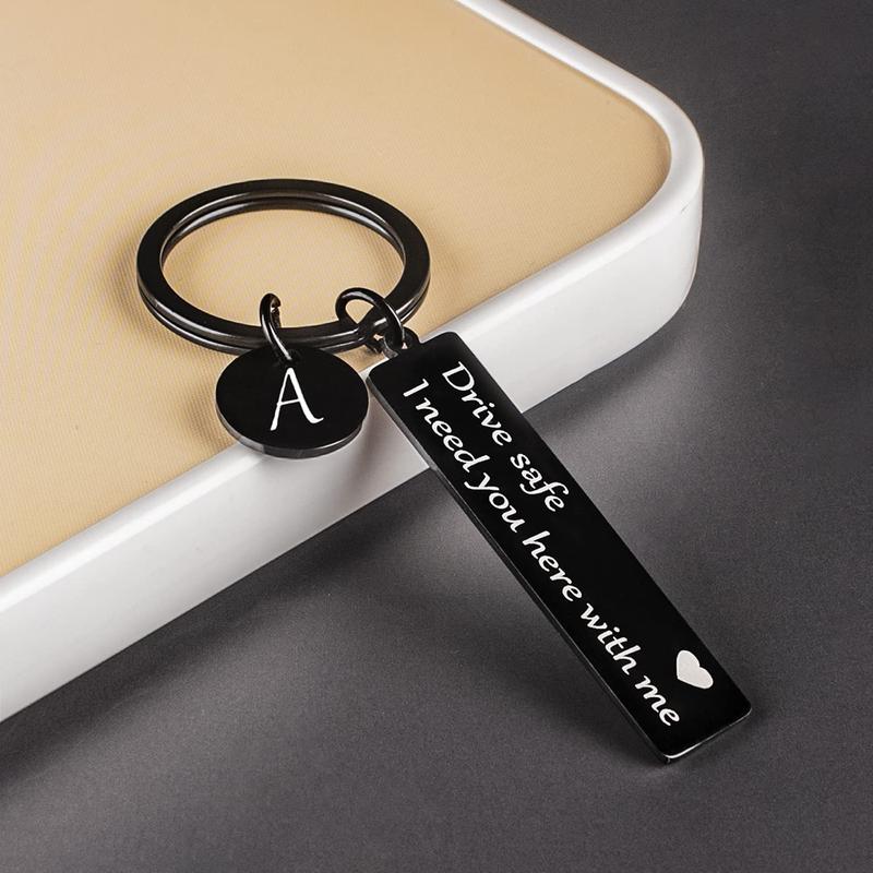 Drive Safe A-Z Letters Keychain Gifts for Boyfriend Valentines Day Anniversary Christmas Gifts for Him Husband Keychains for Men