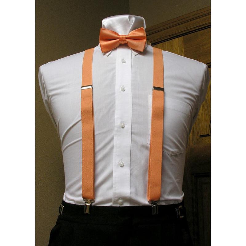 Men's clip-on suspenders x back and Bow Tie Retro Steampunk Costume Tux Prom