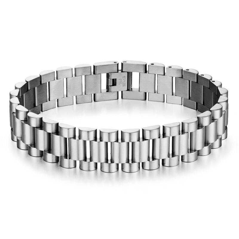 Watch strap titanium steel bracelet Couple fashion 15MM stainless steel men's watch chain adjustable hand jewelry