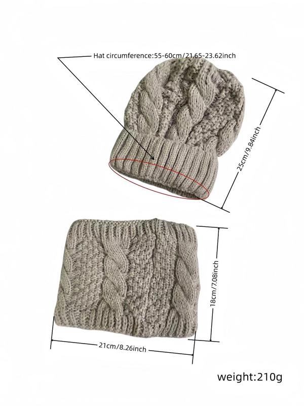 Women's Solid Color Braided Design Beanie Hat, Casual Warm Knit Hat, Fashion Accessories for Fall & Winter