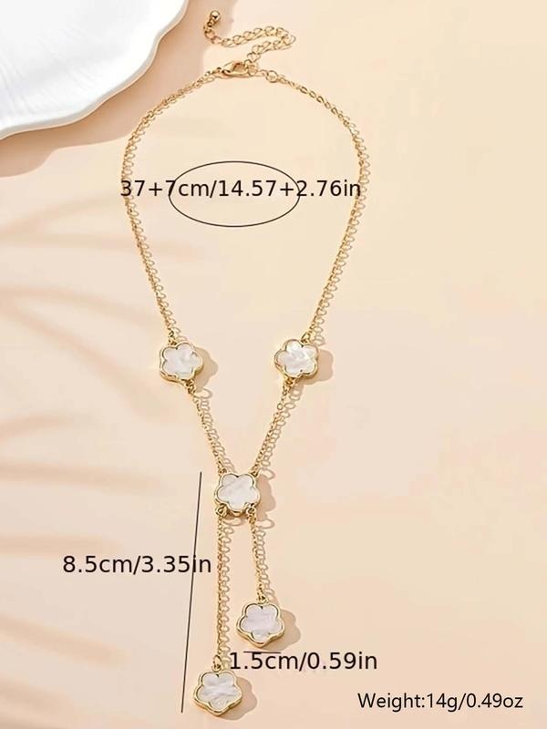 Elegant Flower Detail Pendant Necklace for Gift, Alloy Cute Matching Necklace Jewelry for Women, Gorgeous Classic Accessories for Daily Wear & Party