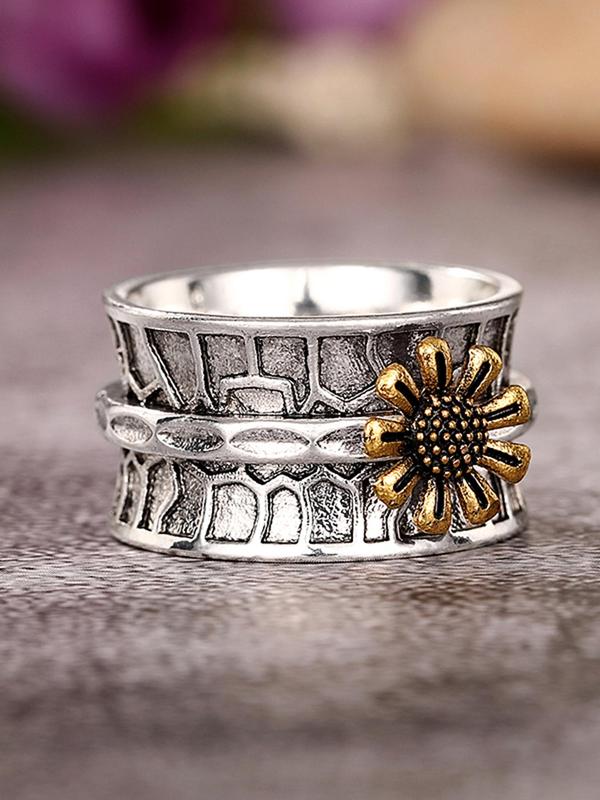 Fashion Flower Design Cuff Ring, New Fashion Accessories for Women & Girls, Casual Jewelry for Party, Daily Clothing Decor, Trendy All-match & Exquisite Jewelry for Birthday Gift