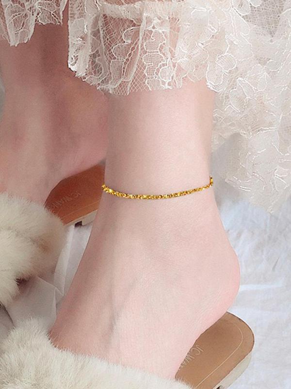 Fashion Glitter Design Anklet for Women, 2024 New Trend Jewelry for Daily Clothing Decor, Party, Minimalist Aesthetic Jewelry Gift for Her