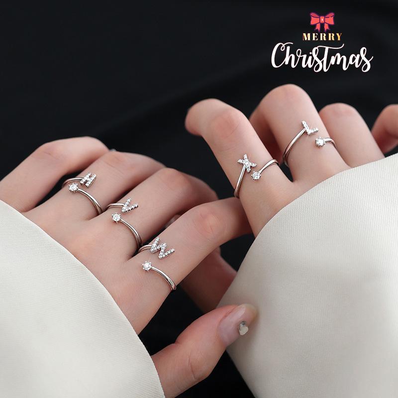 1 Piece Letter rings, Adjustable size, Initial rings for female, Daily wear,couple rings,Non-allergenic material,Christmas Gifts