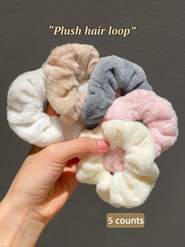 Solid Color Hair Scrunchies, Cute Hair Ties, Fashion Hair Accessories for Women & Girls, Minimalist Headwear Suitable for Thick Hair