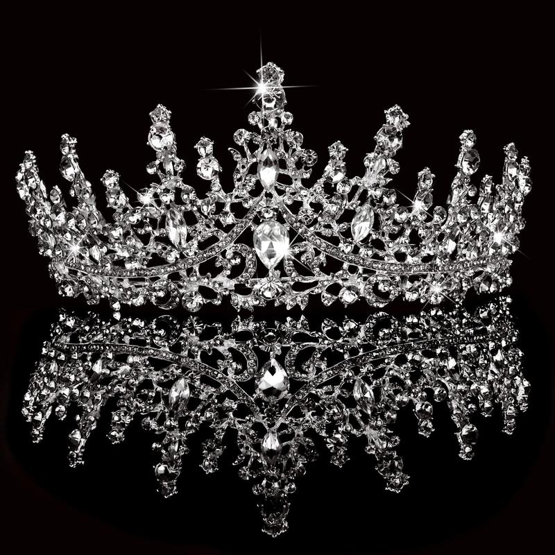 Silver Wedding Crystal Tiaras and Crowns for Women, Bride Royal Queen Headband Princess Quinceanera Headpieces for Birthday Prom Pageant Party