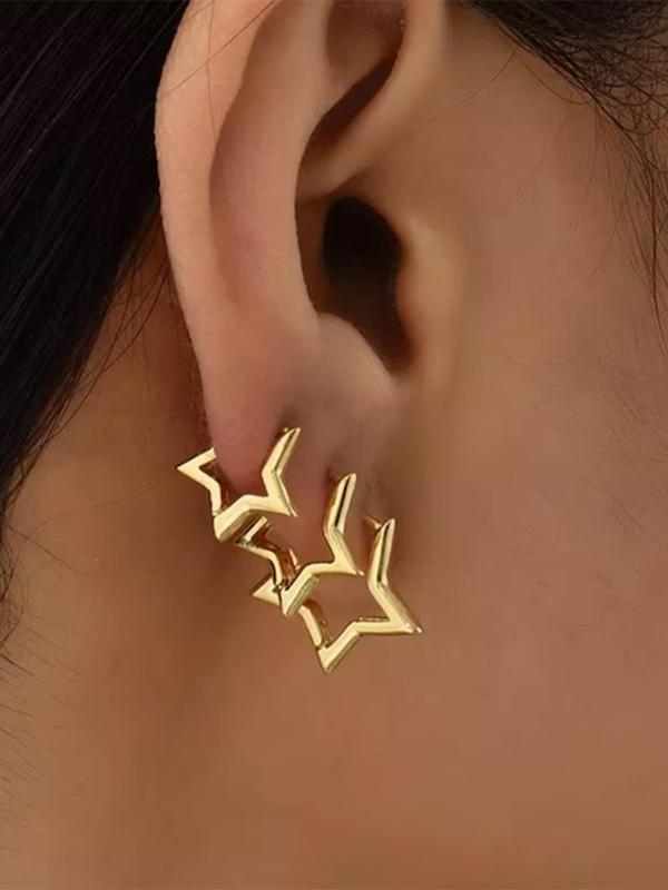 Star Design Stud Earrings (6pcs), Fashionable Jewelry for Women & Girls for Party, Daily Clothing Decor, Trendy All-match & Exquisite Jewelry for Birthday Gift