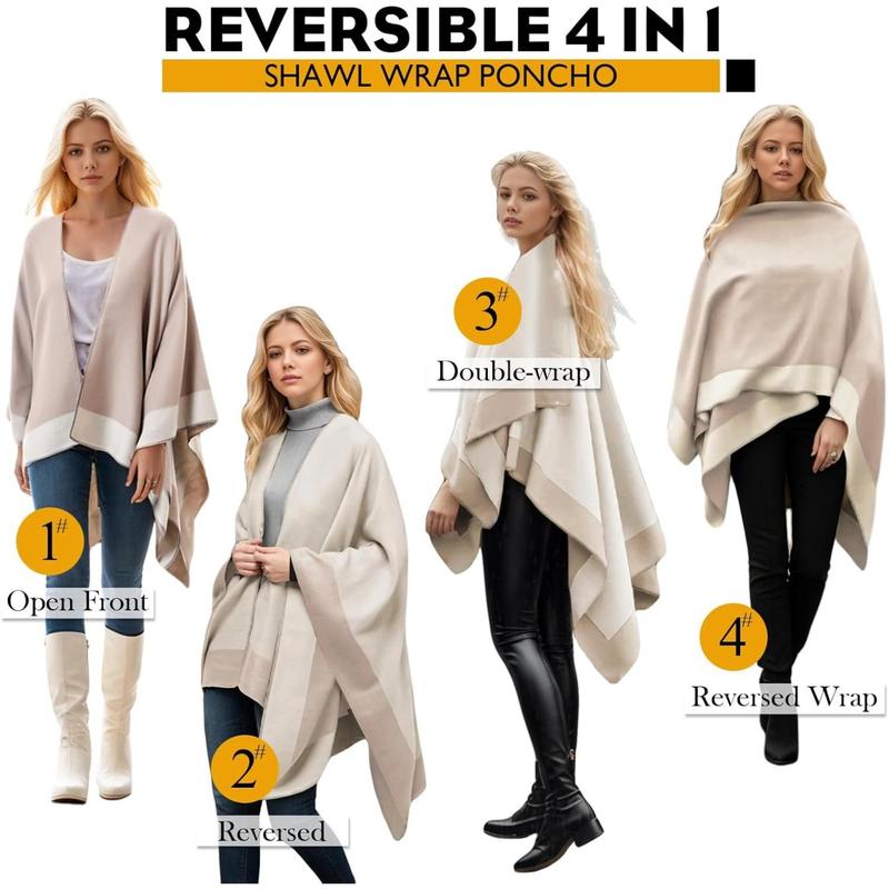 Autumn Winter women's fashion shawl Front open shawl sweater Casual cardigan shawl Poncho Warm running shawl