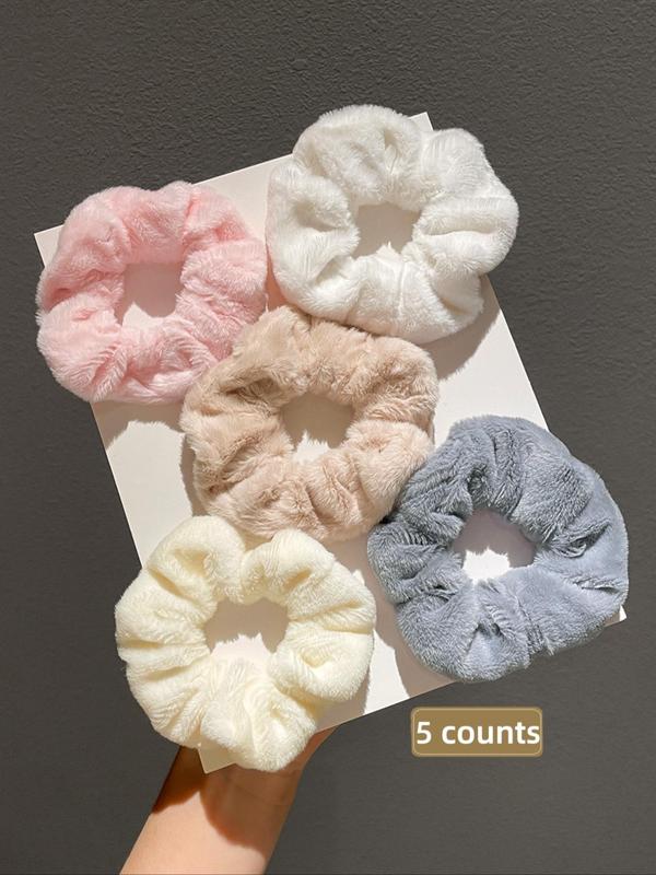 Solid Color Hair Scrunchies, Cute Hair Ties, Fashion Hair Accessories for Women & Girls, Minimalist Headwear Suitable for Thick Hair