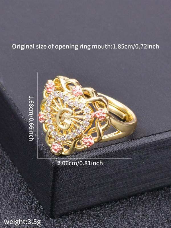 Elegant Hollow Out Initials Design Ring, Fashion Accessories for Women & Men, Trendy All-match & Exquisite Jewelry for Birthday Gift