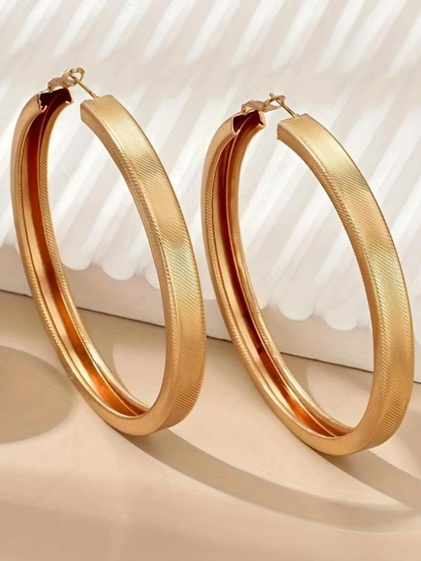 Women's Punk Style Minimalist Hoop Earrings, Trendy Exaggerated Round Shape Hoop Earrings, Chic Gorgeous Jewelry As Gift for Girlfriend for Party Decor