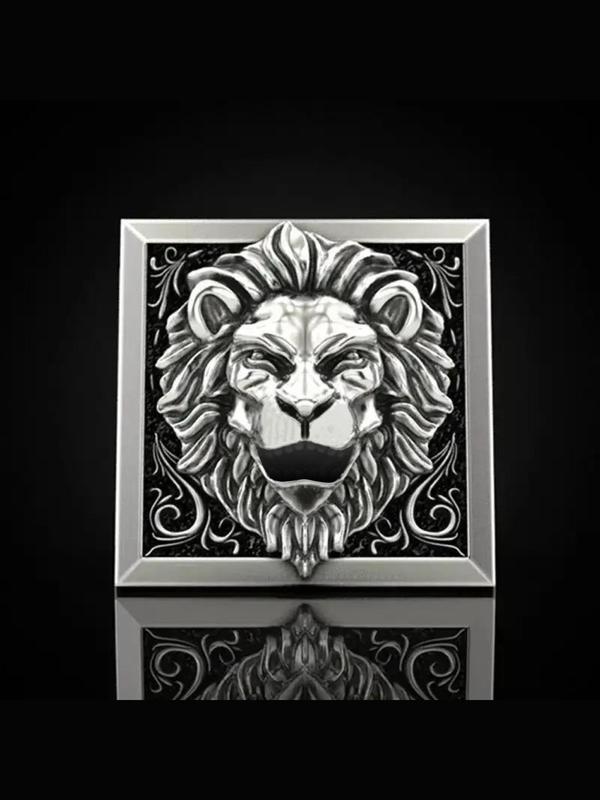 Punk Style Lion Head Design Ring, Multifunctional Creative Invisible Box Storage Ring for Daily Clothing Decor, Party, Minimalist Aesthetic Jewelry