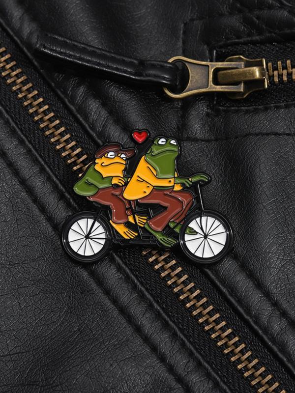 Cute Frog & Toad Design Brooch, Fashion Alloy Badge for Daily Clothing Decor, Trendy All-match & Exquisite Brooch for Birthday Gift