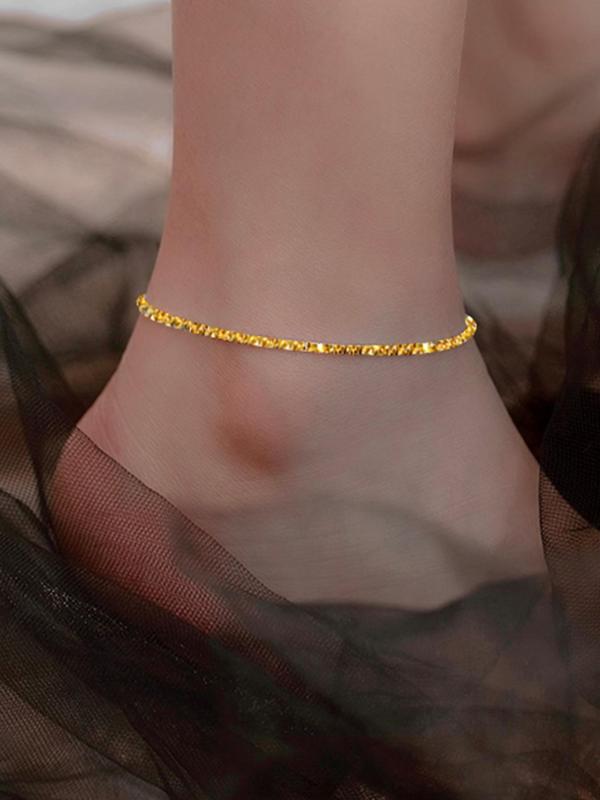 Fashion Glitter Design Anklet for Women, 2024 New Trend Jewelry for Daily Clothing Decor, Party, Minimalist Aesthetic Jewelry Gift for Her