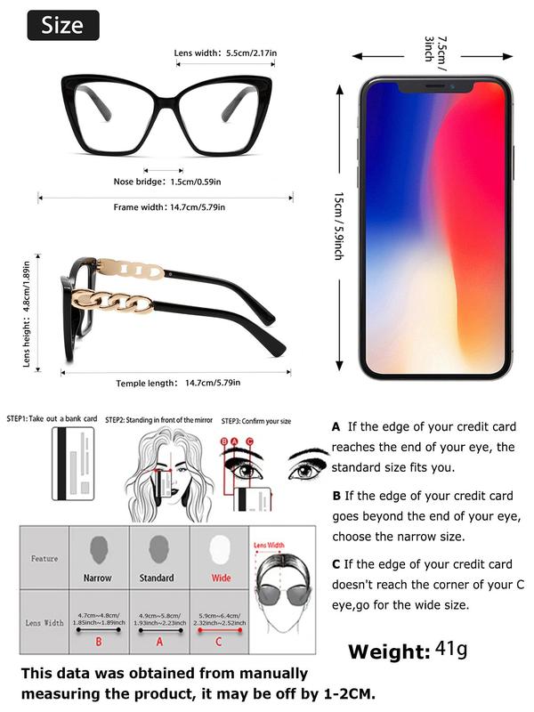 Unisex Vintage Cat Eye Frame Eyeglasses, Trendy Casual Eyeglasses for Everyday Use, Fashion Accessories for Outdoor Activities