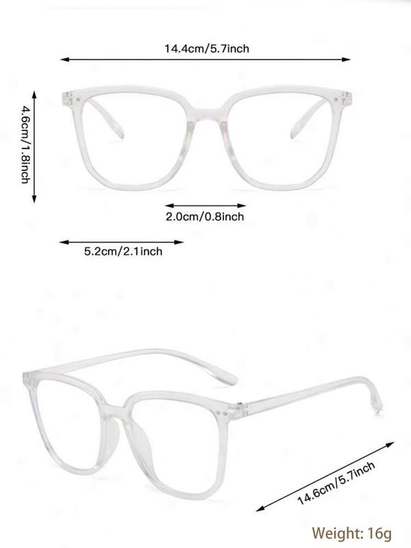 Summer Street Trend Minimalist Eyeglasses,  Stylish Glasses, Casual Large Square Frame Glasses Trends 2024, Fashion Accessories Gift for Girlfriend Back To School Fall