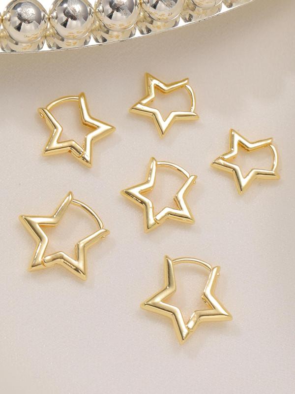 Star Design Stud Earrings (6pcs), Fashionable Jewelry for Women & Girls for Party, Daily Clothing Decor, Trendy All-match & Exquisite Jewelry for Birthday Gift