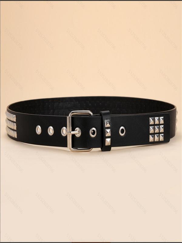 Street Trend Rivet Y2k Studded Pu Buckle Belt for Men & Women, Fall New Trendy Punk Goth Designer Belt for Club Outfit, Jeans, Trendy Waistband for Trouser, Fashion Hippie Accessories As Gift for Adults, Fall Outfit, 80s