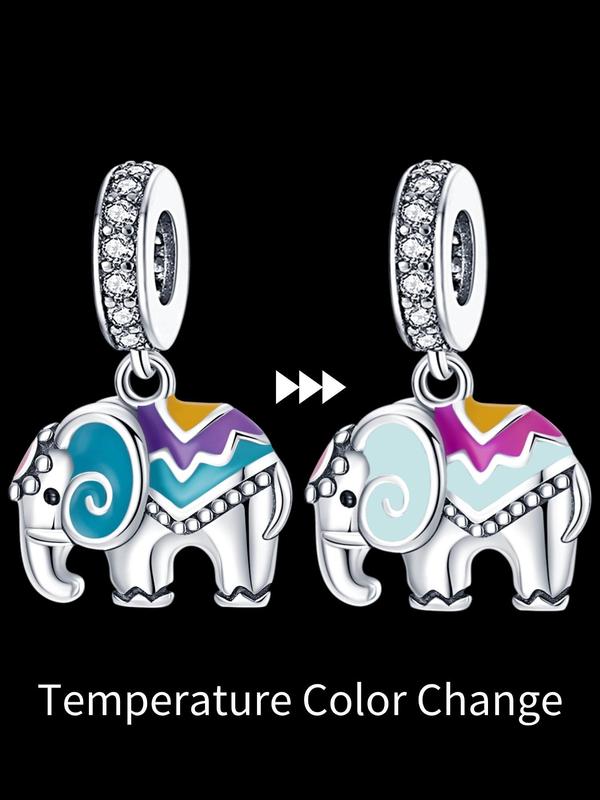 Elephant Design Temperature Color Changing Charm,  Cute Animal Charm for Women & Girls, DIY Jewelry Making Gift for Party, Daily Clothing Decor