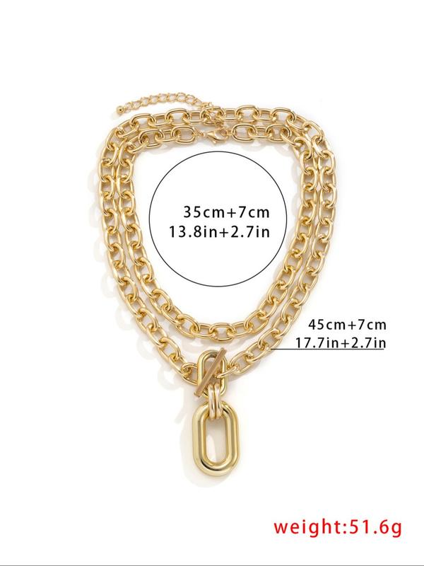 Women's Fashion Chain Necklace Set, 2 Counts Casual Trendy Chunky Chain Necklace, Fashionable Jewelry for Daily & Party Decoration