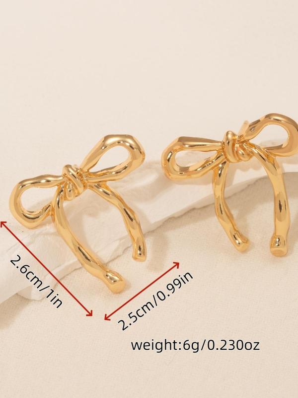 Women's Elegant Bowknot Design Stud Earrings, Fashionable Jewelry for Women & Girls for Party, Daily Clothing Decor, Trendy All-match & Exquisite Jewelry for Birthday Gift