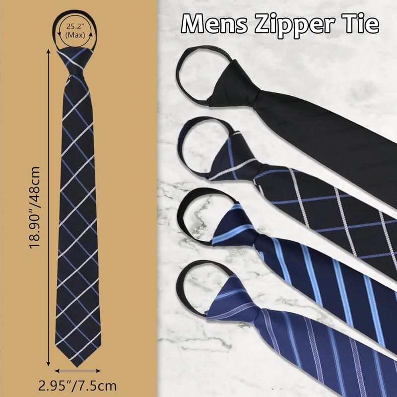 Mens Ties Zipper Ties for Men, Pre-Tied Men's Neckties Adjustable Mens Ties Pack for Wedding Work Party Graduation