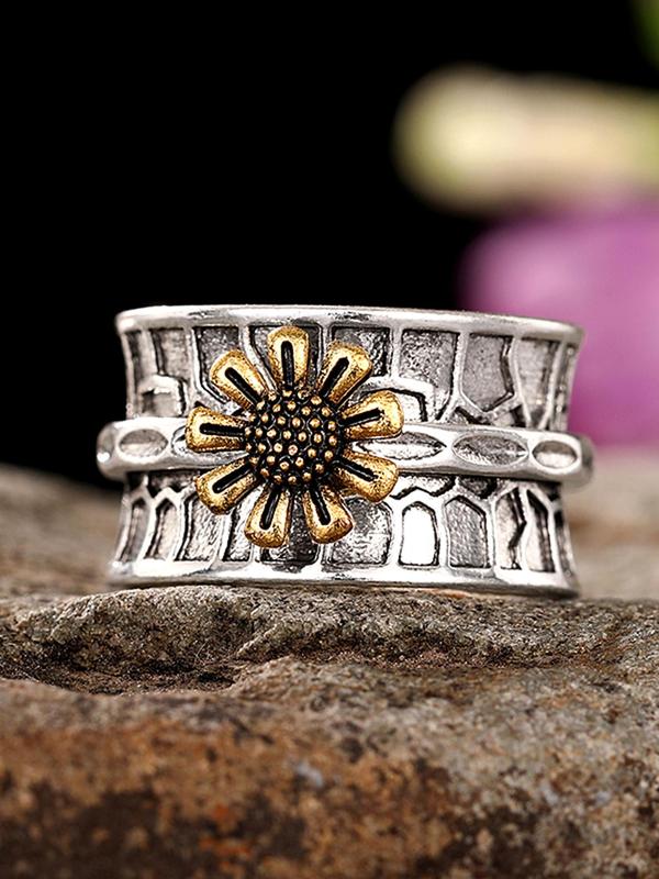 Fashion Flower Design Cuff Ring, New Fashion Accessories for Women & Girls, Casual Jewelry for Party, Daily Clothing Decor, Trendy All-match & Exquisite Jewelry for Birthday Gift