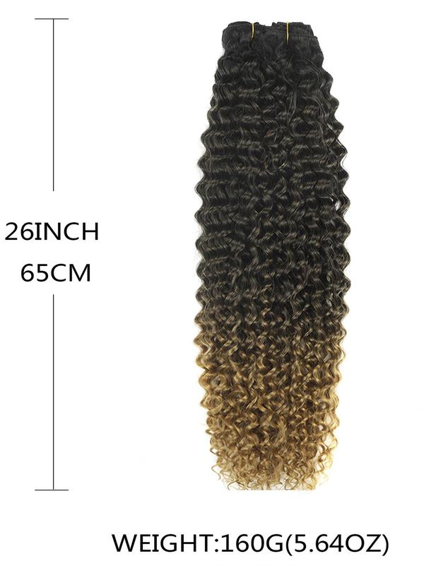 26 Inch Black Long Curly Clip-in Hair Extensions, Gorgeous Fluffy Wigs for Women, Synthetic Extensions for Party, Daily Use