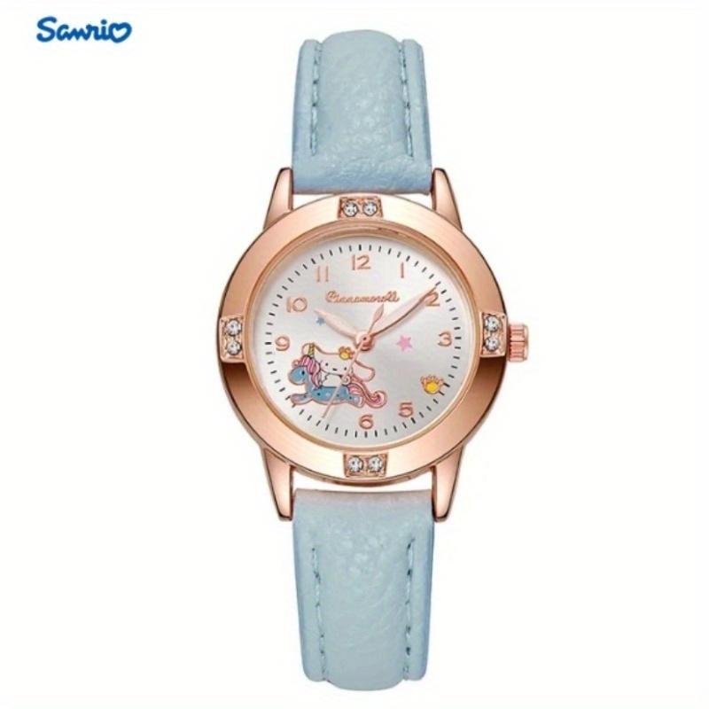 Sanrio Cartoon HelloKitty Melody Tuxedo Rose Golden Diamond Strap Watch Women's Sanrio Quartz Watch High-Value High-Grade Ins Style Quartz Watch High-End Fashion Single Item Suitable for the New School Season, Utility Hooks