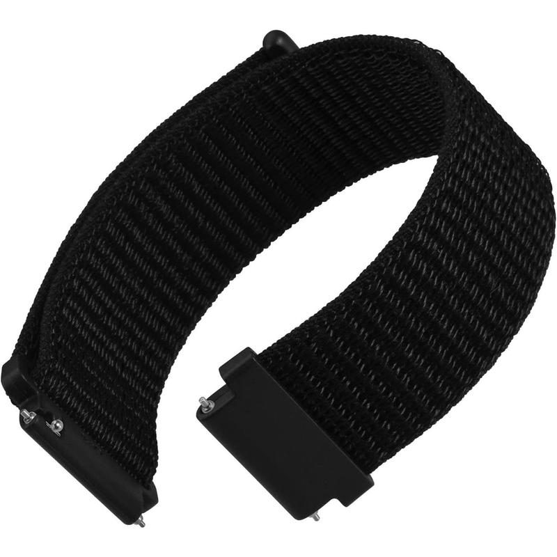 16mm 18mm 19mm 20mm 21mm 22mm 24mm Adjustable Nylon Watch Band, Quick Release Sport Loop Strap (Black)