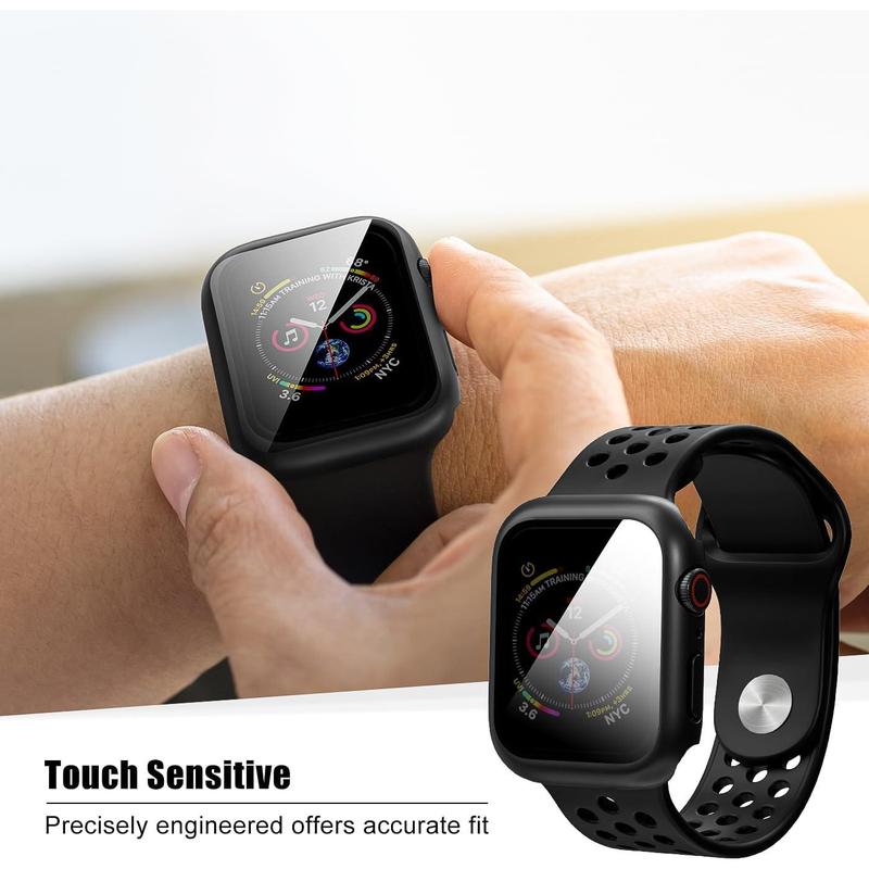 2 Pack Privacy Case for Apple Watch Screen Protector, Anti-Spy Tempered Glass Film Apple Watch Cover Hard PC Case Bumper for iWatch Series 9 8 7 - Black Black 45mm