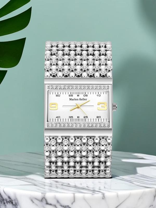 Women's Elegant Rhinestone Decorated Quartz Watch, Exquisite Trendy Wristwatch, Fashionable Watch for Women As Gift with Box