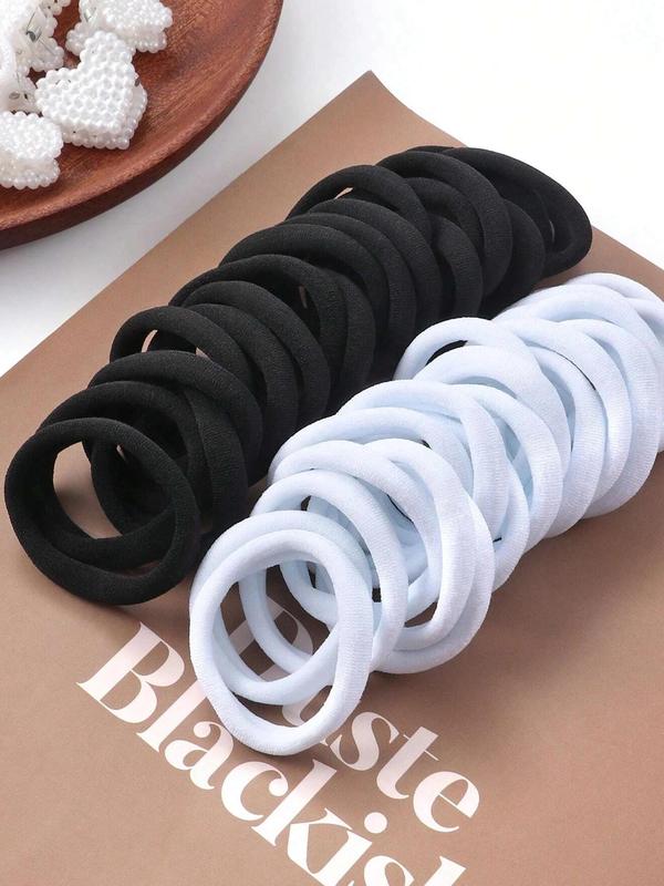 Summer Simple Plain High Elastic Hair Ties, 50pcs Daily Casual Versatile Hair Accessories for Women, Minimalist Headwear Suitable for Thick Hair, Fashion Hair Accessories for Party, Daily Clothing Decor