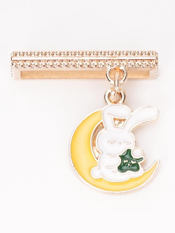 Cute Rabbit & Moon Design Watch Strap Decoration Ring, Rhinestone Decor Watch Strap Accessories for Women & Girls, Trendy All-match & Exquisite Watch Strap Accessories for Birthday Gift