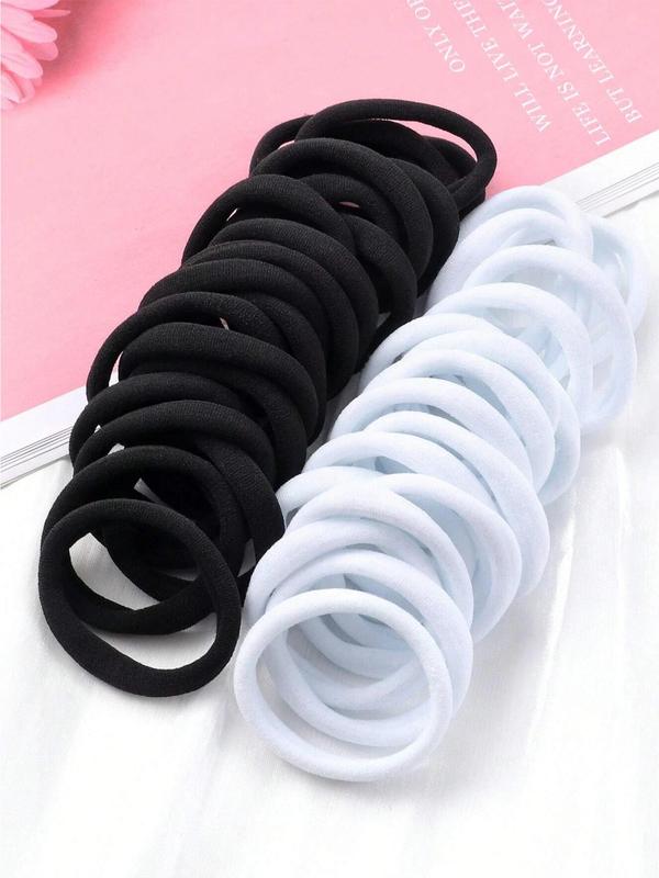 Summer Simple Plain High Elastic Hair Ties, 50pcs Daily Casual Versatile Hair Accessories for Women, Minimalist Headwear Suitable for Thick Hair, Fashion Hair Accessories for Party, Daily Clothing Decor