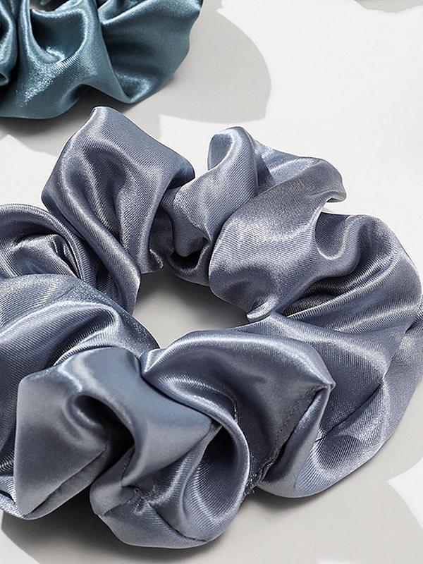 Solid Color Ruched Design Satin Scrunchie, Elegant High Stretch Hair Accessories for Women & Girls, Minimalist Headwear Suitable for Thick Hair